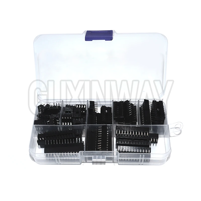 66PCS/lot with Box DIP IC Sockets Adaptor Solder Type Socket Kit 6 8 14 16 18 20 24 28 Pin DIP-6 DIP-8 DIP-14 IC Connector