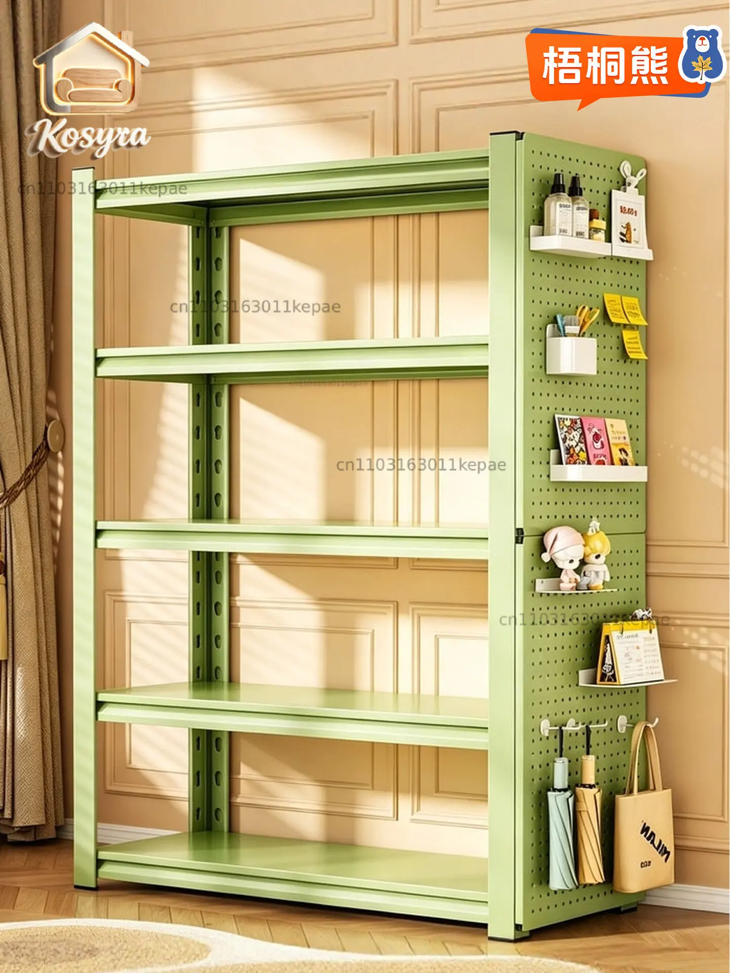 Household children's bookshelf Floor shelf Multi-layer storage rack Integrated against the wall utility room shelf sorting