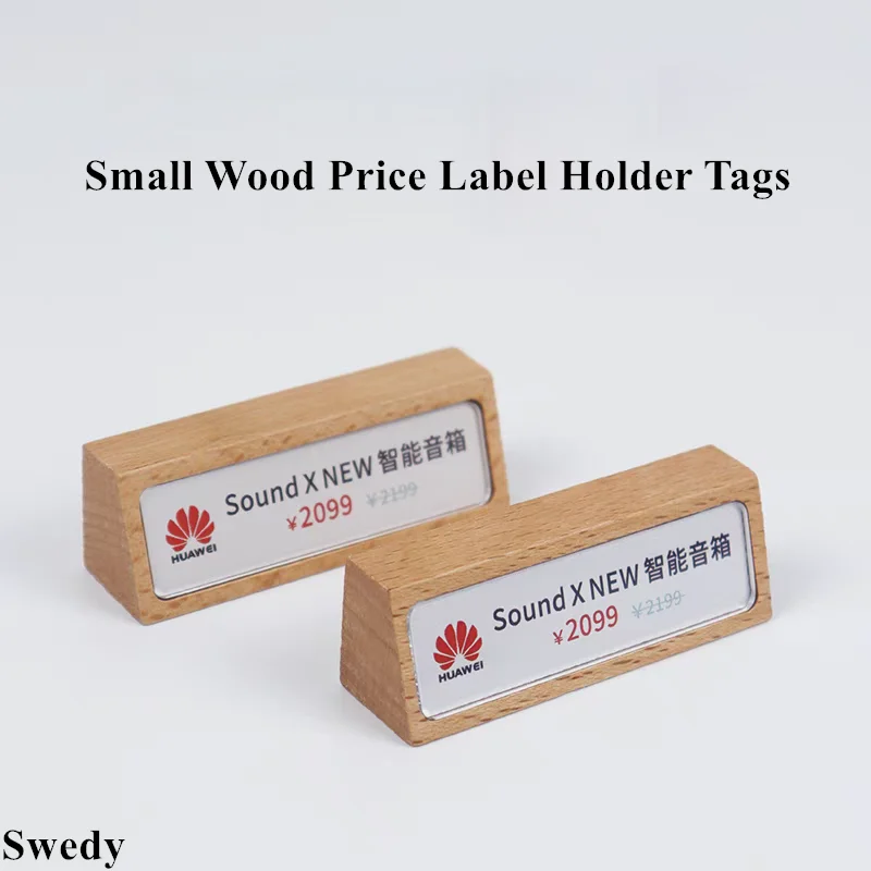 

Small Wood Shelf Label Holders Name Card Holder Menu Food Label Sign Holder Display Stand Acrylic Price Card Tags