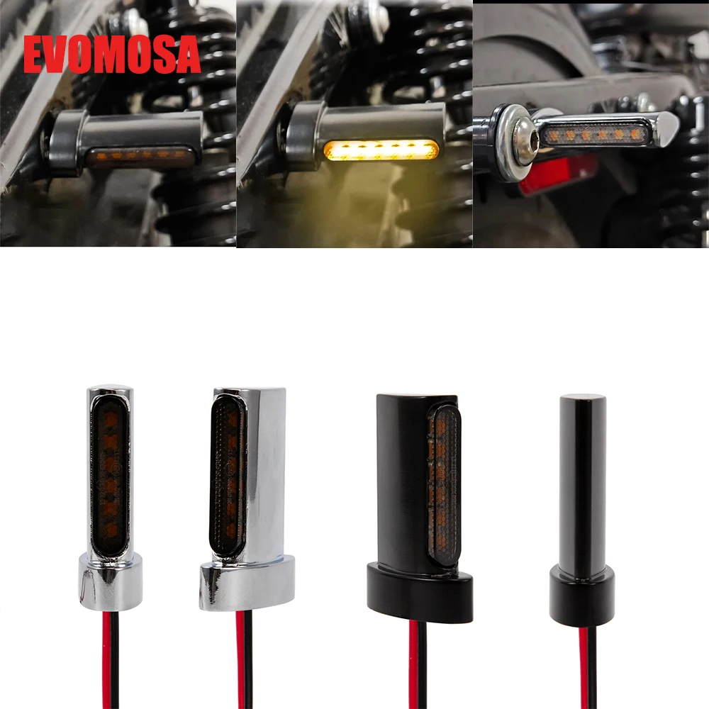 Motorcycle Rear Turn Signal Amber Mini LED Light Indicator With M6 Bolt Thread Blinker For Harley Sportster XL Iron 883 1200 72