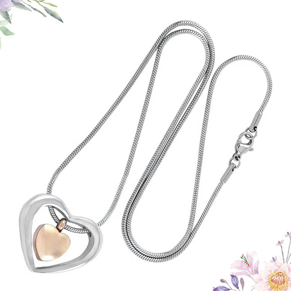 

Double Heart Shape Golden Openable Pendant Stainless Steel Jewelry Durable Elegant Display Home Storage Pet Ashes