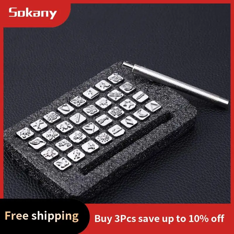 A59E-Strumenti per stampaggio pelle, con 1 martello di gomma, 1 attrezzi per punzonatura in pelle, strumenti per intaglio