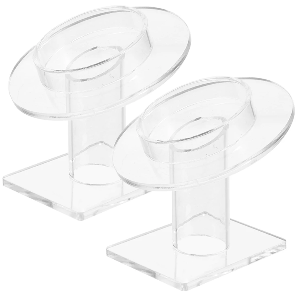 

2pcs Clear Clear Acrylic Jewelry Organizer Bracelet Display Stand Holder Organizers for Jewelry Hair Ring Round Jadeware Storage