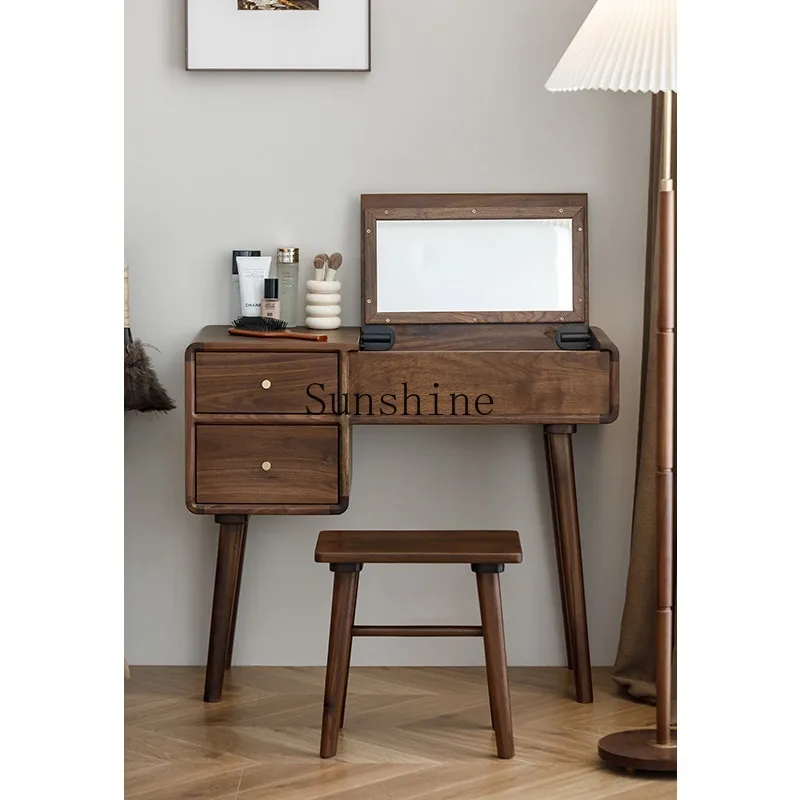 

North American small apartment mini solid wood dresser makeup table