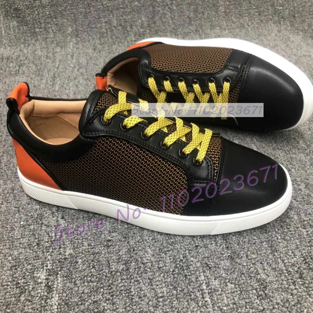 Coole strukturierte Leder Herren Wohnungen Freizeit schuhe Luxus Schnür Streetwear Low Trainer Mode gemischte Farben runde Zehen Turnschuhe