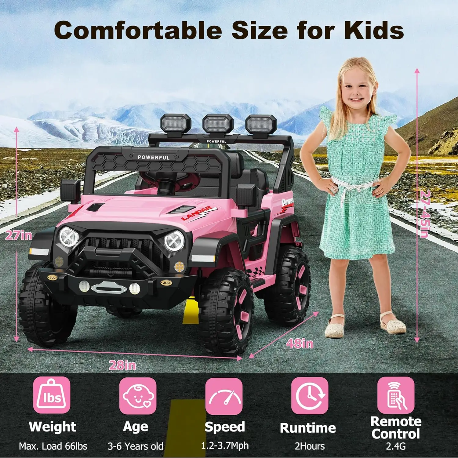 12V Kids Ride On Truck Car with Remote Control, Kids Electric Vehicles Battery Powered Toy Car, Kids Cars to Drive Powerwheel