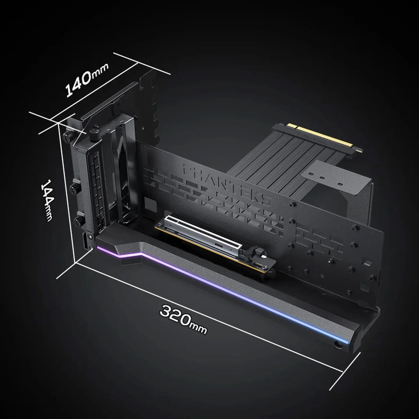 PHANTEKS GPUKT 5.0 ARGB 회전식 비디오 카드 브래킷 키트(PCIe 5.0 그래픽 카드 어댑터 케이블 220mm 포함) 50 시리즈 GPU 지원