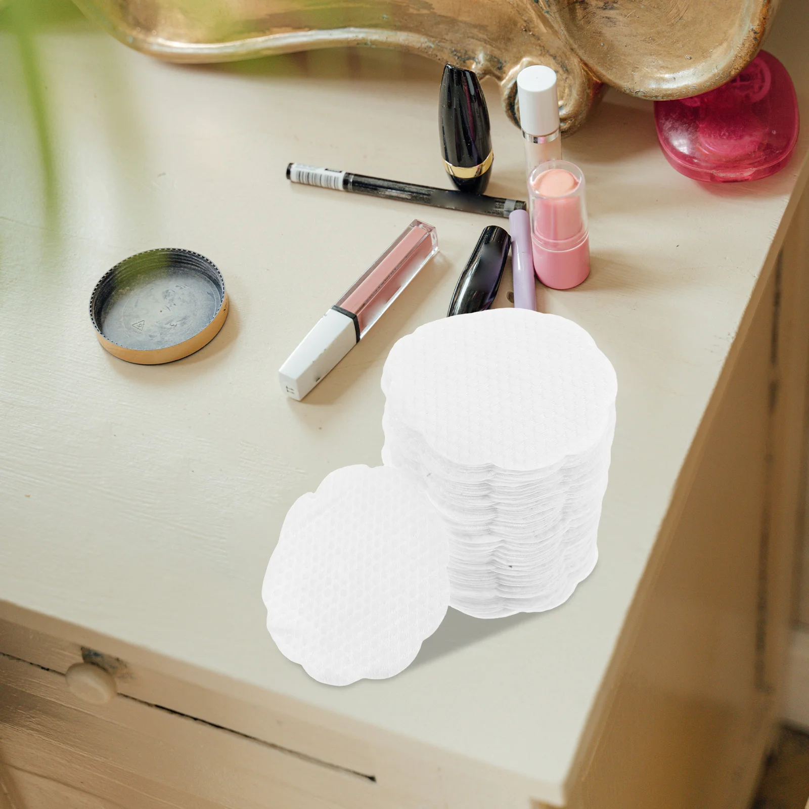 

100Pcs Face Cleaning Pads Flower Design Non-Woven Reusable Skincare Rounds Pearl Texture Deep Cleansing Travel Wipes