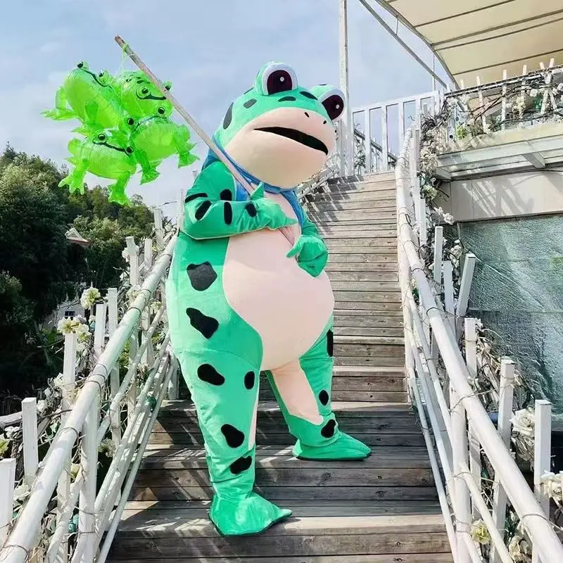 Tiktok Human Wears Inflatable Frog Costume Funny Toad Doll Costume High Speed Fan Heat Dissipation Adult Role Play Prop Costume