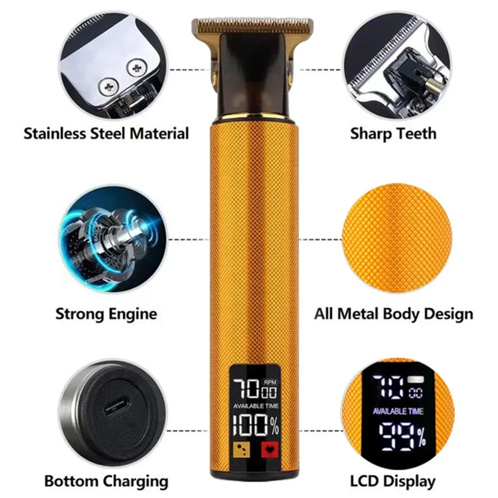 Hot Retro T9 Professional Hair Clipper/Accessories for Men USB Fast Charging Beard Body Hair Trimmer Precision Electric Shaver