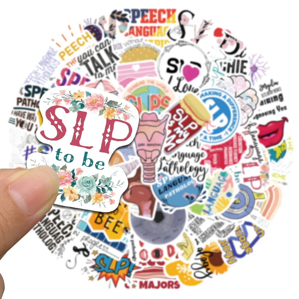 56PCS SLP Speech Language Pathology Infantile Autism Care Stickers Decal For Snowboard Laptop Luggage Car Fridge Sticker