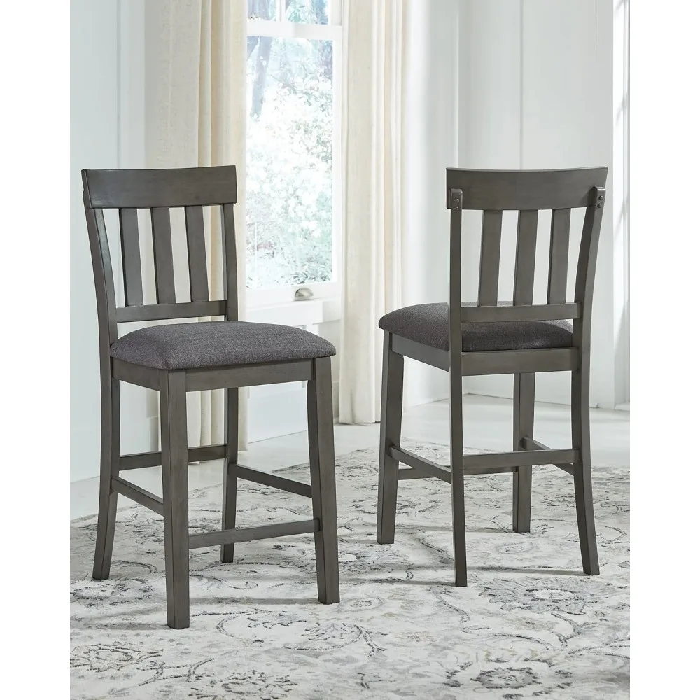 Hallanden Modern Farmhouse 25.75" Counter Height Upholstered Barstool, Set of 2, Dark Gray