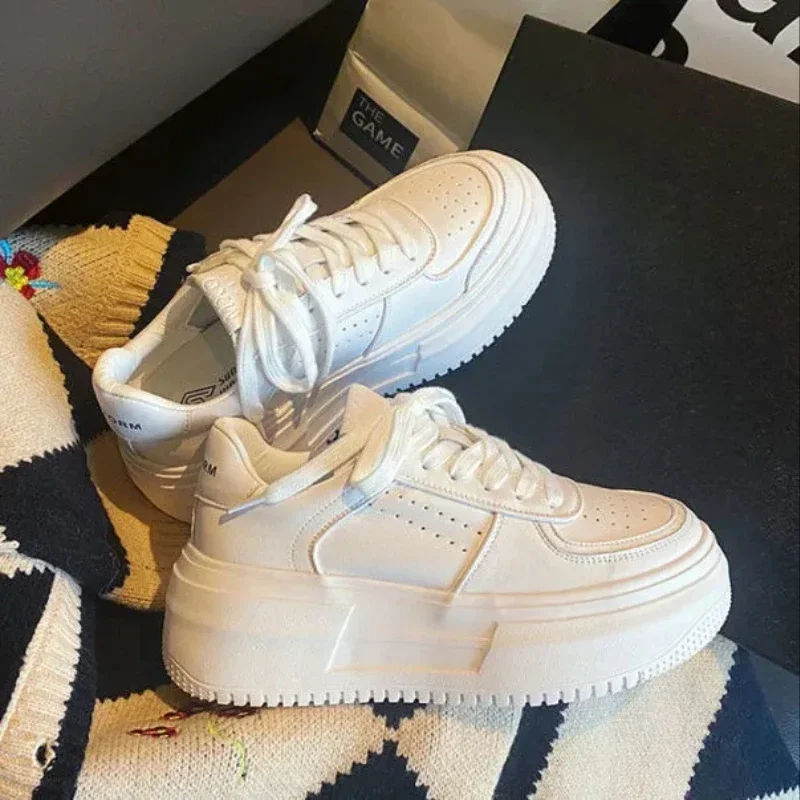 Fashion Platform Shoes for Women Lace Up Sneakers White Casual Shoes Tenis De Mujer Women's Vulcanized Shoes Autumn 2022 New