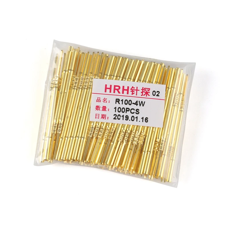 20/100PCS R100-4W Test Pin P100-B1 Receptacle Brass Tube Needle Sleeve Seat Wire-wrap Probe Sleeve 38.3mm Outer Dia 1.67mm