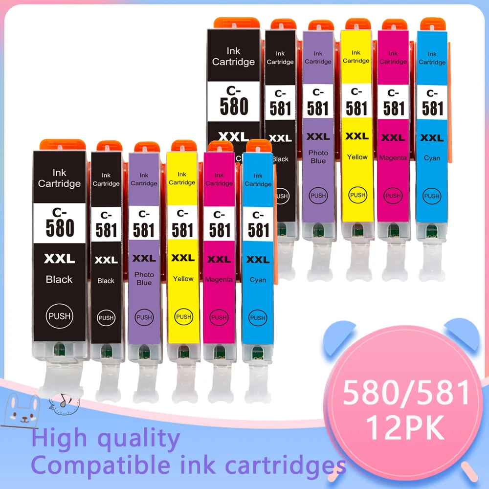 Compatible for Canon 580 581 PGI-580 CLI-581 XXL ink cartridge TS705 TR7550 TR8550 TS6150 TS6151 TS6250 TS6350 TS9550 TS9551C