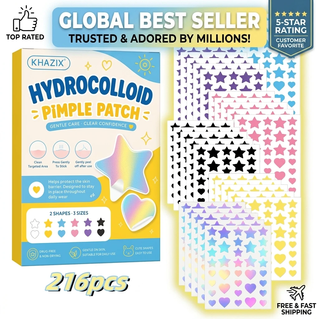 216/1080pcs Six-Color Star Pimple Patches Invisible Hydrocolloid Dots for Fun Gentle Skincare High-Quality Salicylic Acid 2026