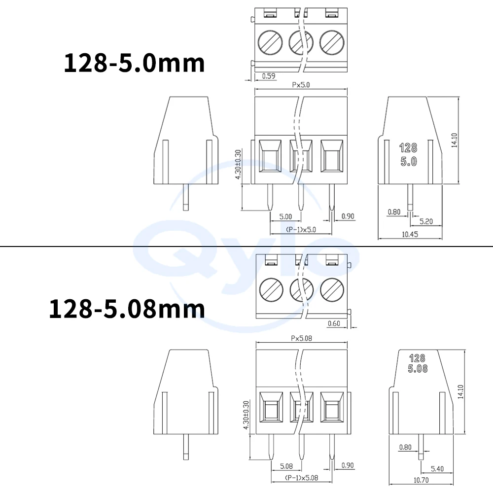 (5 pcs) 128 - 5.0 5.08 Screw-type PCB Terminal Block KF EX DG MG 128 - 5.0MM 5.08MM 2P 3P 4P 5P Modular