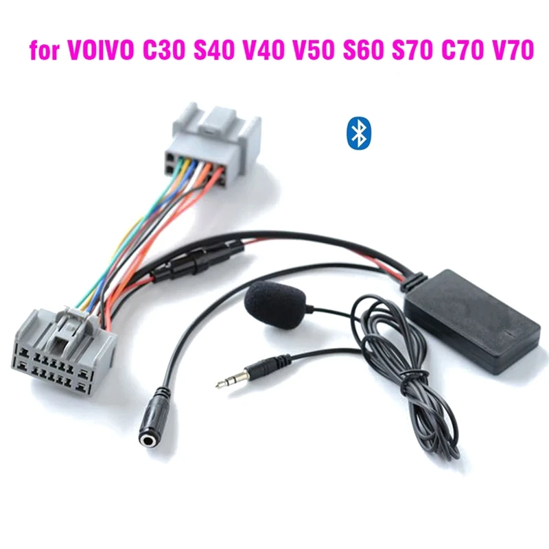 

Автомобильный Bluetooth 5,0 беспроводной телефонный звонок Handsfree AUX адаптер для Volvo C30 S40 V40 V50 S60 S70 C70 V70 с микрофоном