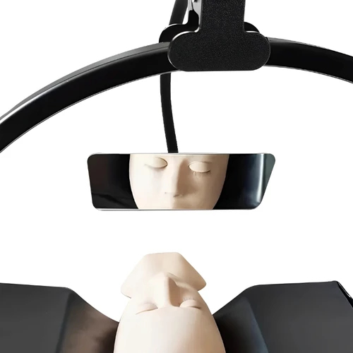 Imagen 2 del producto 360 °   Espejo giratorio para extensión de pestañas, vástago de Metal negro, espejo convexo con Clip, aumento de elevación de pestañas, espejo de maquillaje, herramientas de belleza