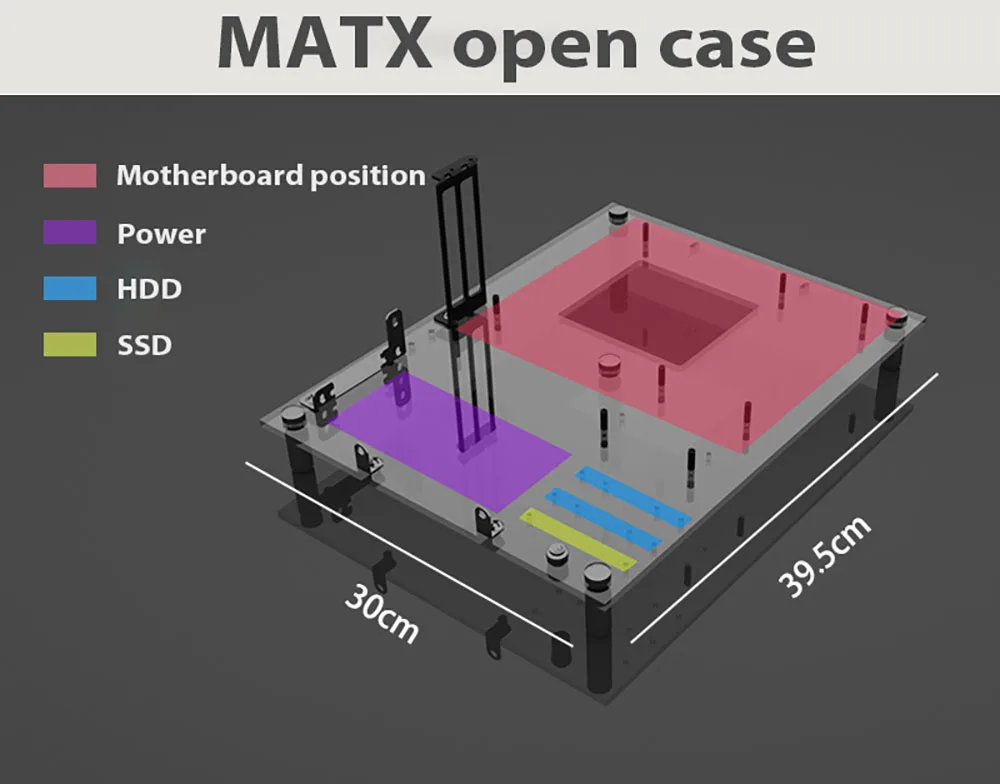 Imagem -04 - Open pc Case Test Bench Faça Você Mesmo Acrílico Computer Chassis Rack Suporte para Jogos Motherboards Atx Matx Itx Dissipação de Calor Atx