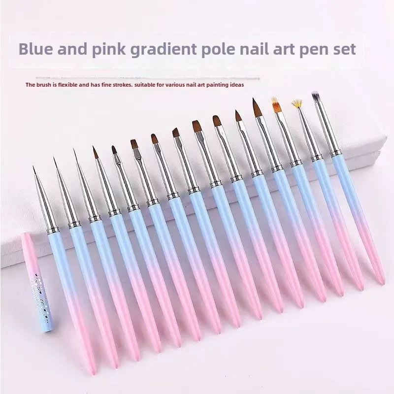 

15pcs Gel Art Nail Brush Custom Logo Nail Art Brush Nail Painting Art Design Pen Gel Polish Nails Liner Brushes Nails Tools