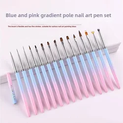 15pcs Gel Art Nail Brush Custom Logo Nail Art Brush Nail Painting Art Design Pen Gel Polish Nails Liner Brushes Nails Tools