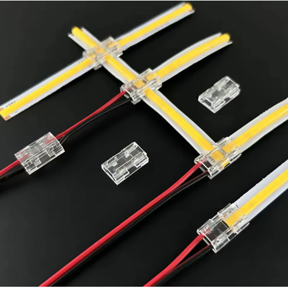 5/10Pcs 2pin COB LED Strip Connector 8 in1 For 5/8/10mm Width PCB LED Light Strip L/T/X Shape board to wire/wire to wire connect