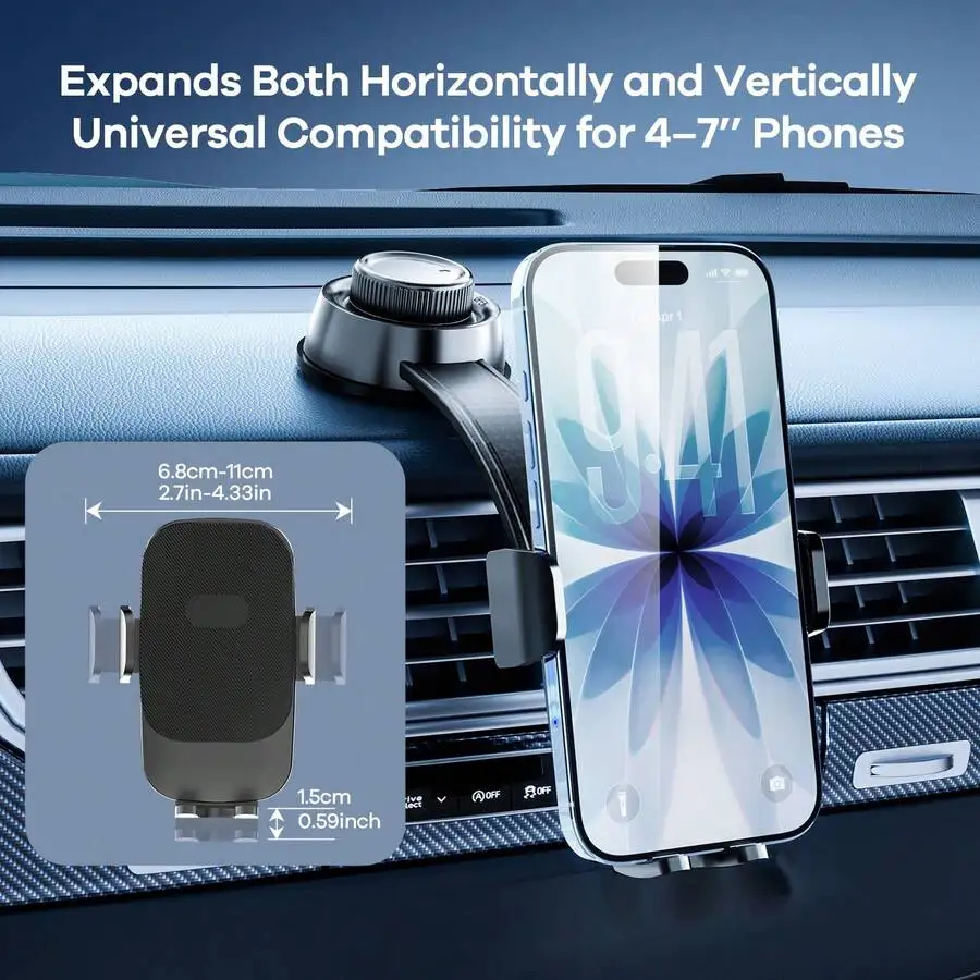 

Universal Car Phone Holder Dashboard Mount Adjustable For 4-7 Inch Phones IPhone Android