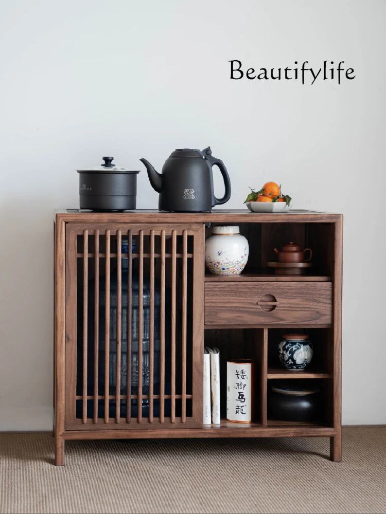 

New Chinese Style Zen Tea Side Cabinet American Retro Solid Wood Embedded Boiling Water Storage Tea Cabinet