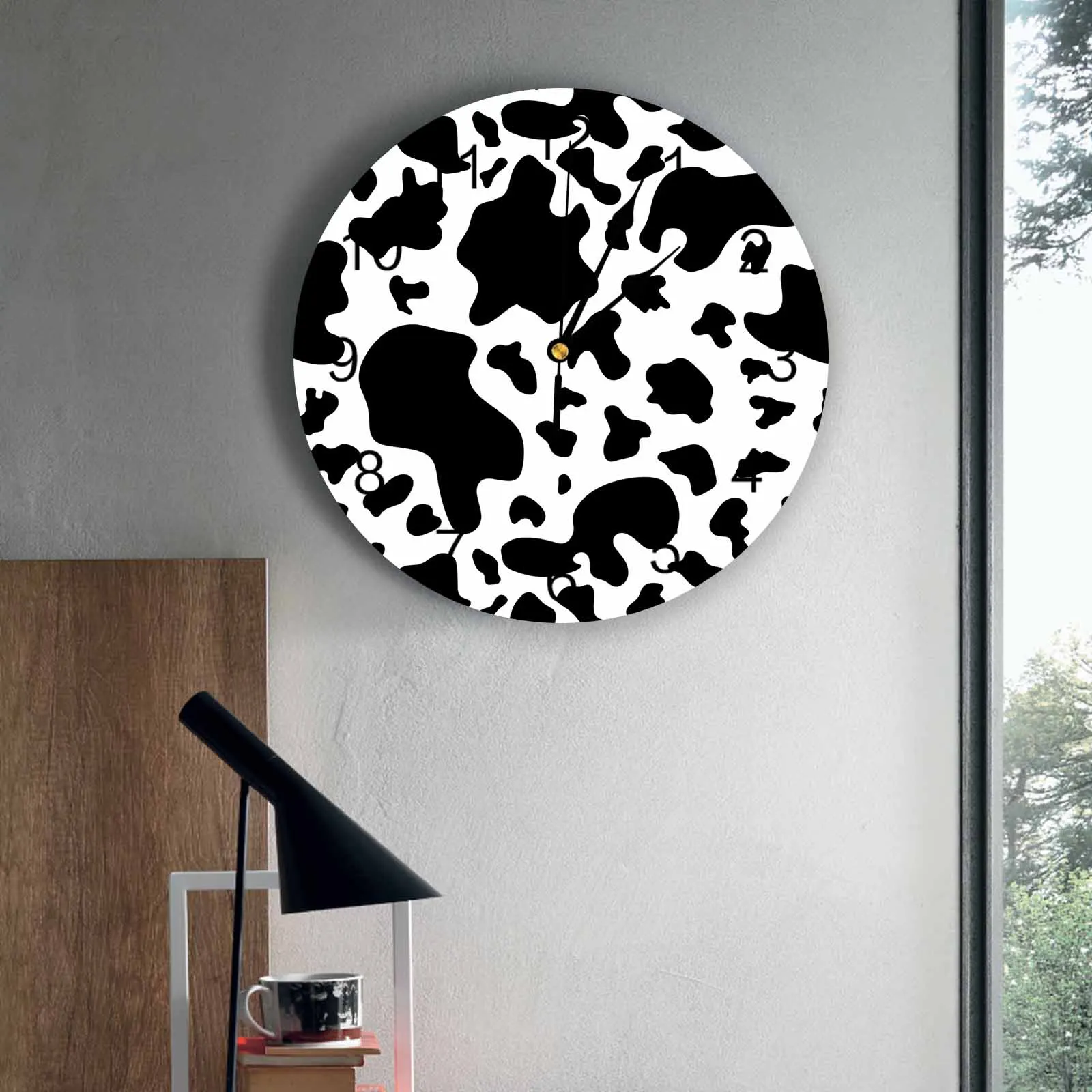 

Настенные часы для спальни, текстура коровы, заполняющий узор, часы для гостиной, украшения для детской комнаты, кабинет, бесшумные настенные часы