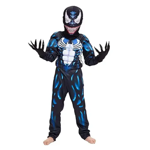 Kids Black Spider Costume  Superhero Costume Onesie 3D Spandex Unisex Jumpsuit Bodysuit for Kids Halloween Cosplay
