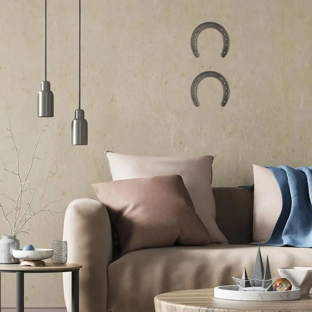 Decoración de herradura de hierro fundido duradero, diseño único, adorno para el hogar de estilo rústico, escultura de pared Vintage de Metal, 1 Uds.