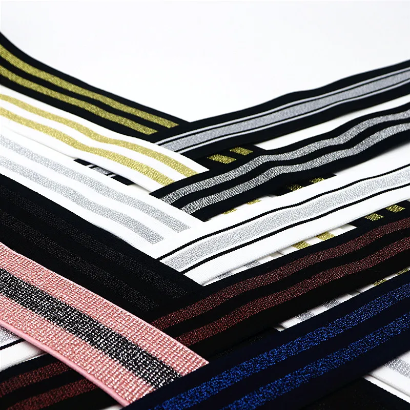 

40mm Lurex Striped Elastic Band 4cm Elastic Elastic Band Webbing Skirt Belt Elastic Accessories Clothing Accessories 1m