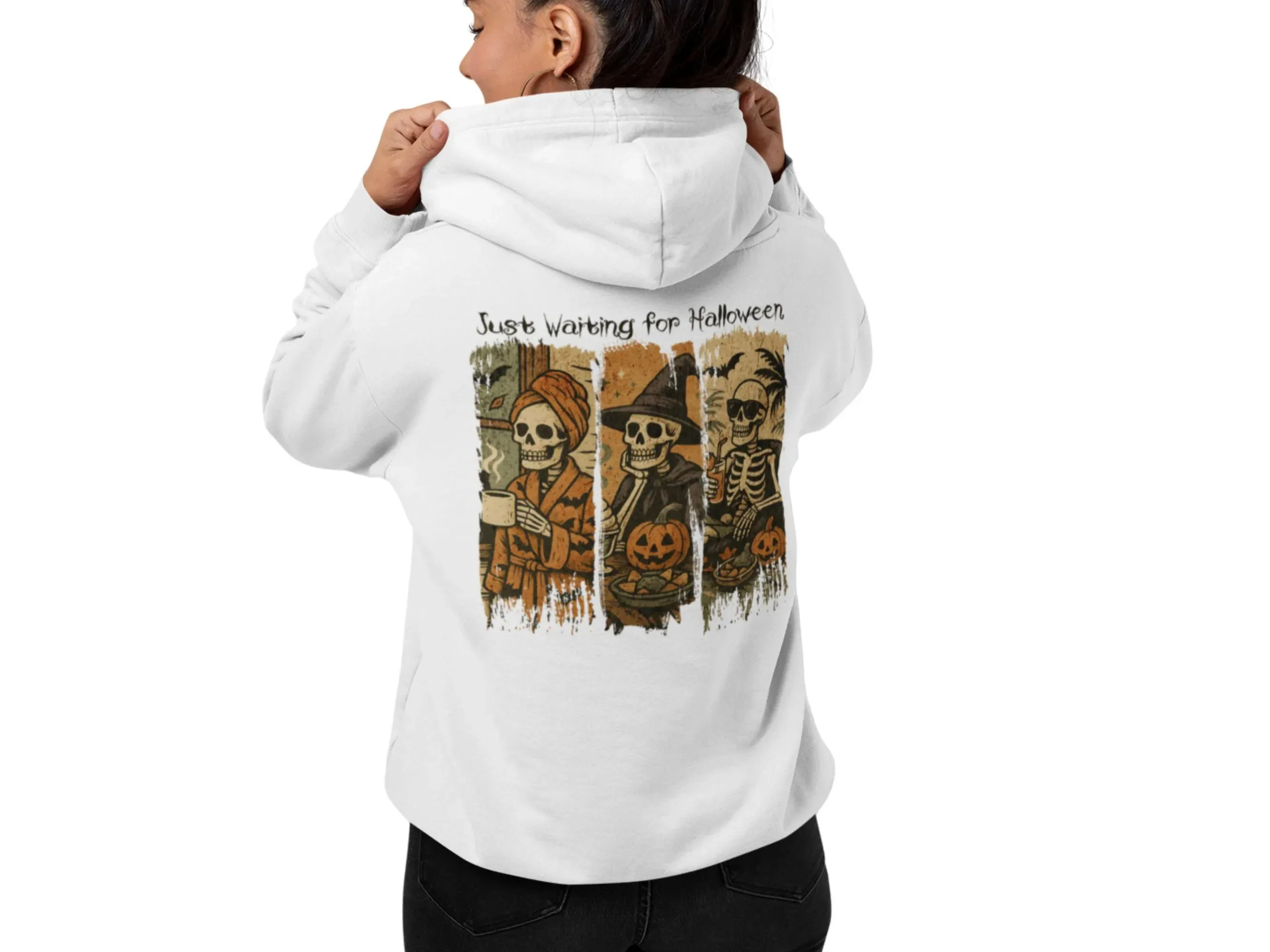 

Autumn and Winter "Vintage Halloween Skeleton" Retro - Trendy Cotton Hoodie, Stylish Spooky - Fun Sweatshirt