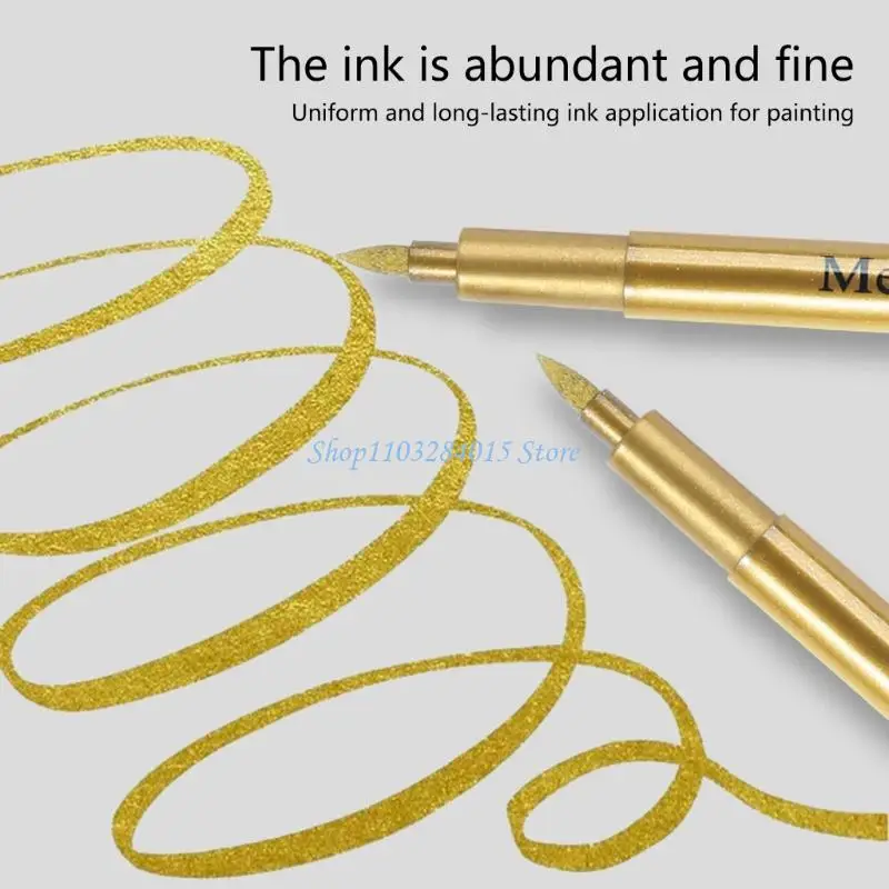 

R6FF 3Pcs Glittering Metallic Paint Pen Water Resistant Highlighter Pen For Drawing Card Making Painting on Fabric Leather