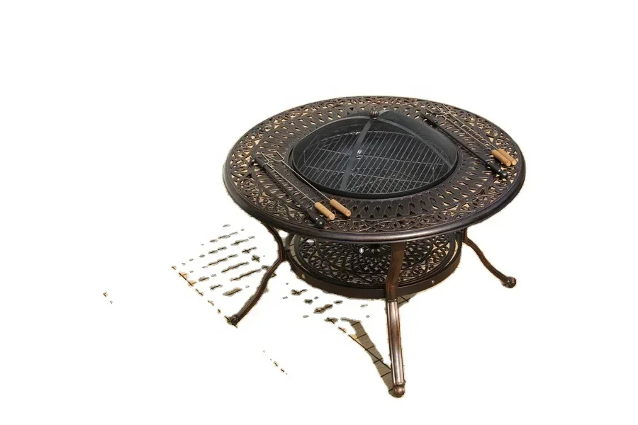 Cast Aluminum Frame Outdoor Furniture Set round Table with BBQ round Patio Garden Backyard Table for Garden
