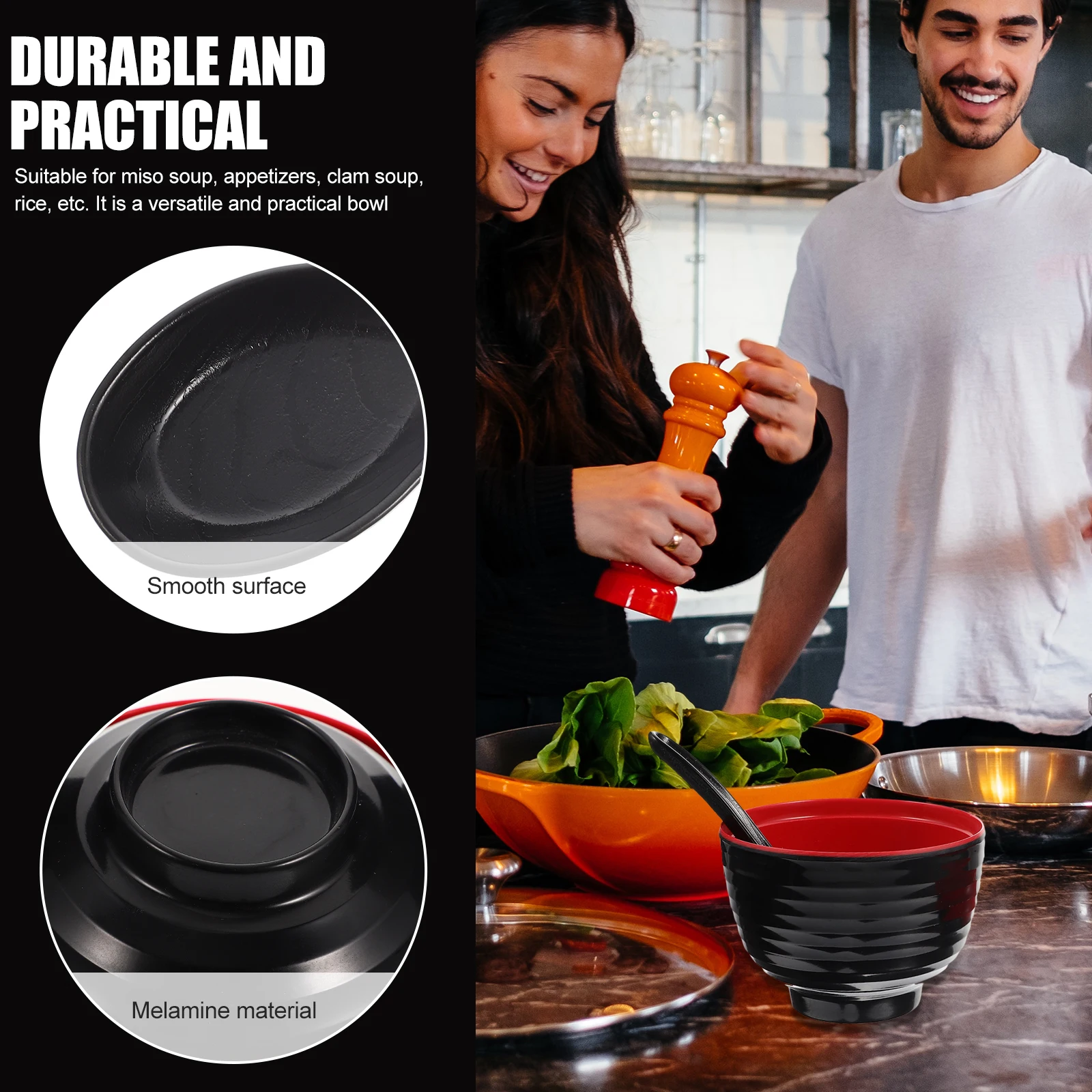 

1Set Japanese Miso Soup Bowl Covered Japanese Style Rice Bowl Premium Material Serving Bowls for Entertaining Kitchen