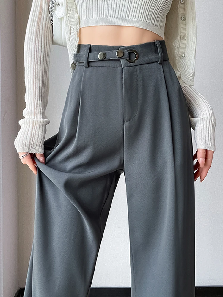 Elegant Classic Formal SuitPants Women Loose Vintage Korean Style Pleated Old Money Wide Baggy  Office Trousers