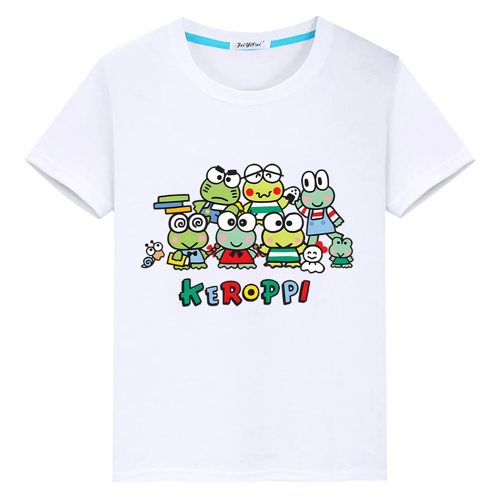 

t shirt for kids boy 10year 100%Cotton keroppi Hello Kitty Kawaii Tops Anime Tees tshirt Short y2k one piece kids clothes girls