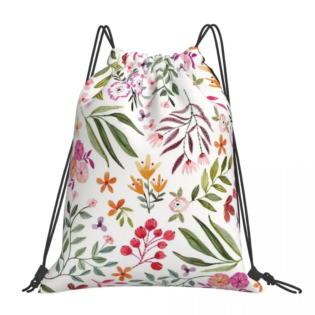 Sacs à dos à motif floral de printemps pour étudiants, sacs à cordon de proximité portables, sac de sport de poche, sac à livres de voyage, mode