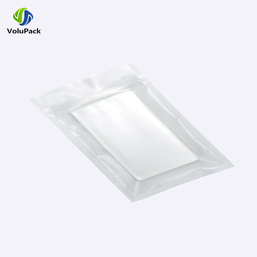 100PCS Heat Sealing Aluminum Foil Zip Lock Pouches,Resealable Various Sizes Zipper Matte White Flat Mylar Bags with Clear Window