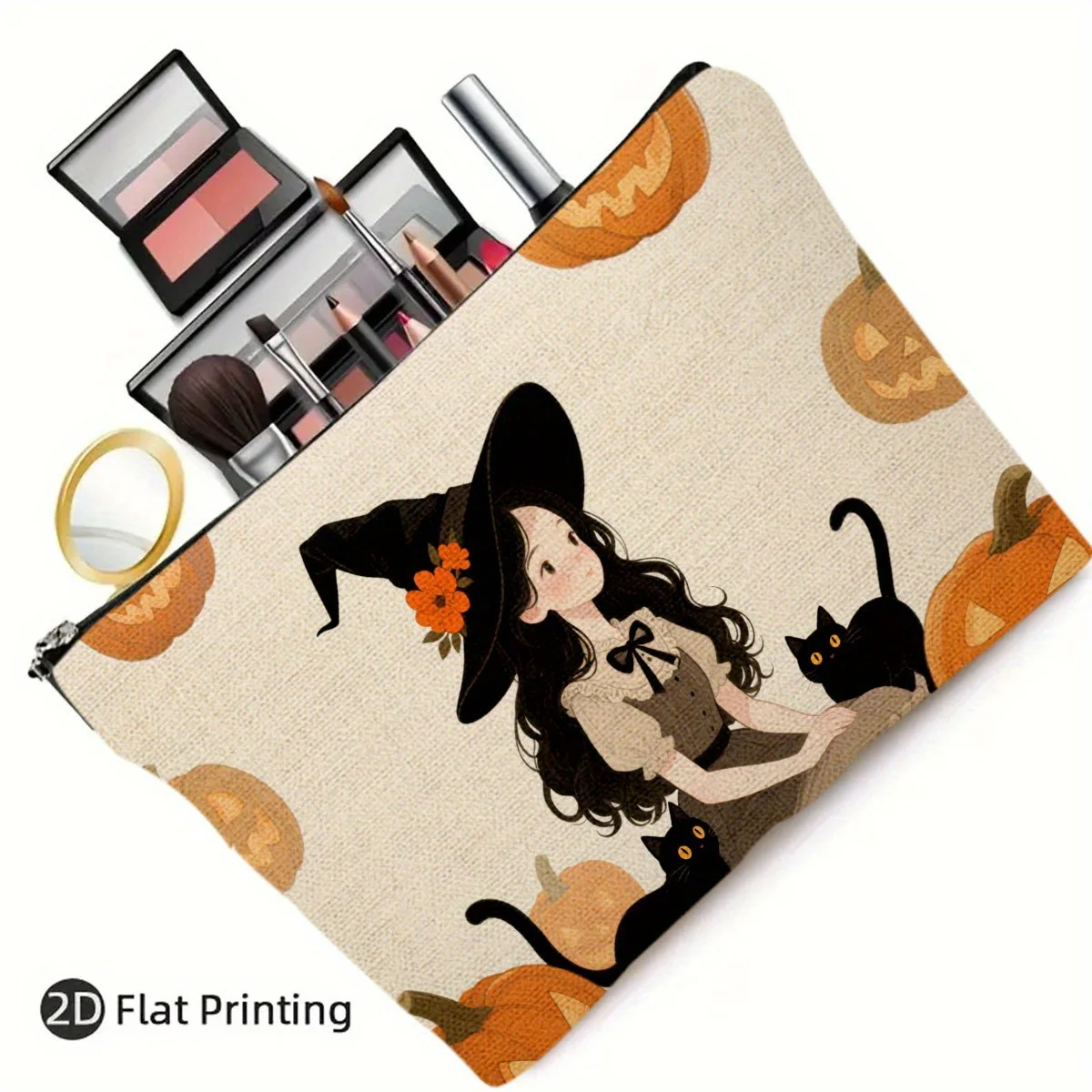 A Halloween Makeup Bag - Multifunctional Large Capacity Portable Makeup Bag, Perfect Travel Zipper Small Storage Bag