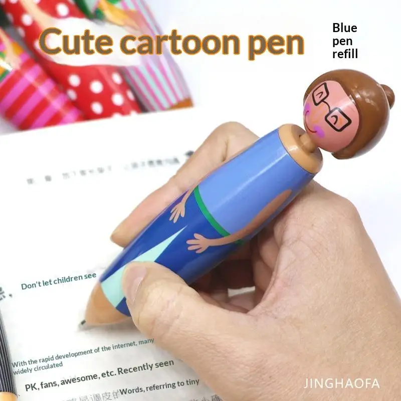 Funny Ballpoint Cartoon Doll Ballpoint Pen Creative Student Ballpoint Pen Stationery Click Ballpoint Pen with Doll Decor
