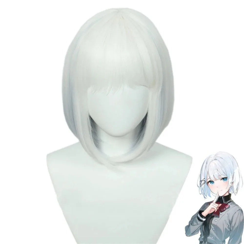 Anime Cosplay Detective Dead Sheshta Silver White Bob Haircut Short Hair Simulation Anime Makeup Dress Up Headgear