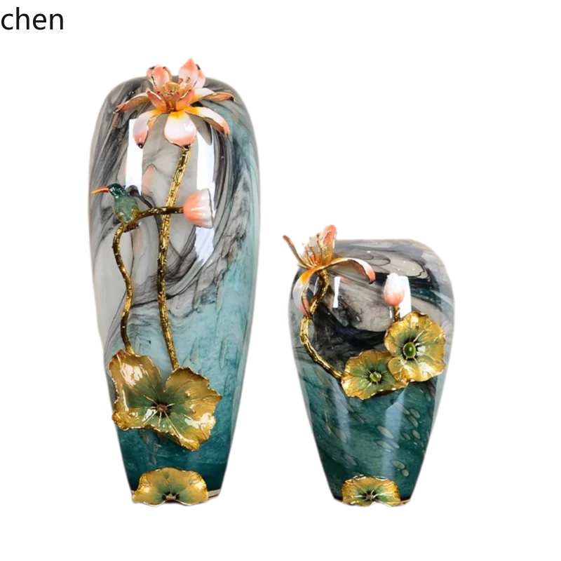 

CP lotus vase ornament household living room flower arrangement entrance decoration