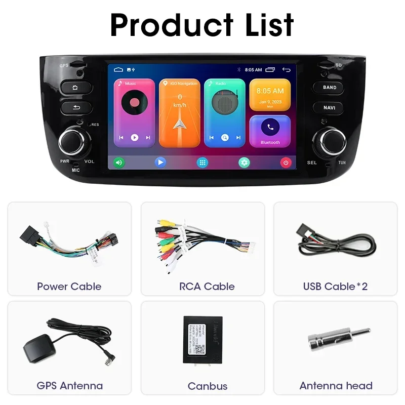 Srnubi 2Din 6.2\'\' Android 12 Car Radio For Fiat Linea Punto EVO 2012-2015 Multimedia Player GPS 4G Navigation Carplay Head Unit