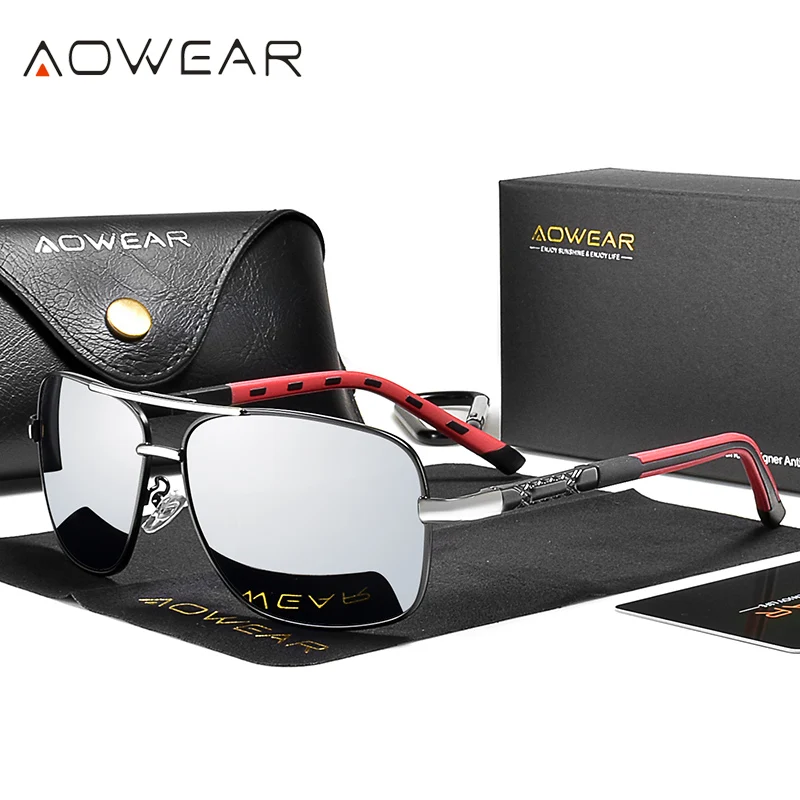 AOWEAR männer Polarisierte Verspiegelte Sonnenbrille für Männer Frauen Luxus Qualität Retro Rechteck UV400 Fahren Sonnenbrille gafas de sol 5