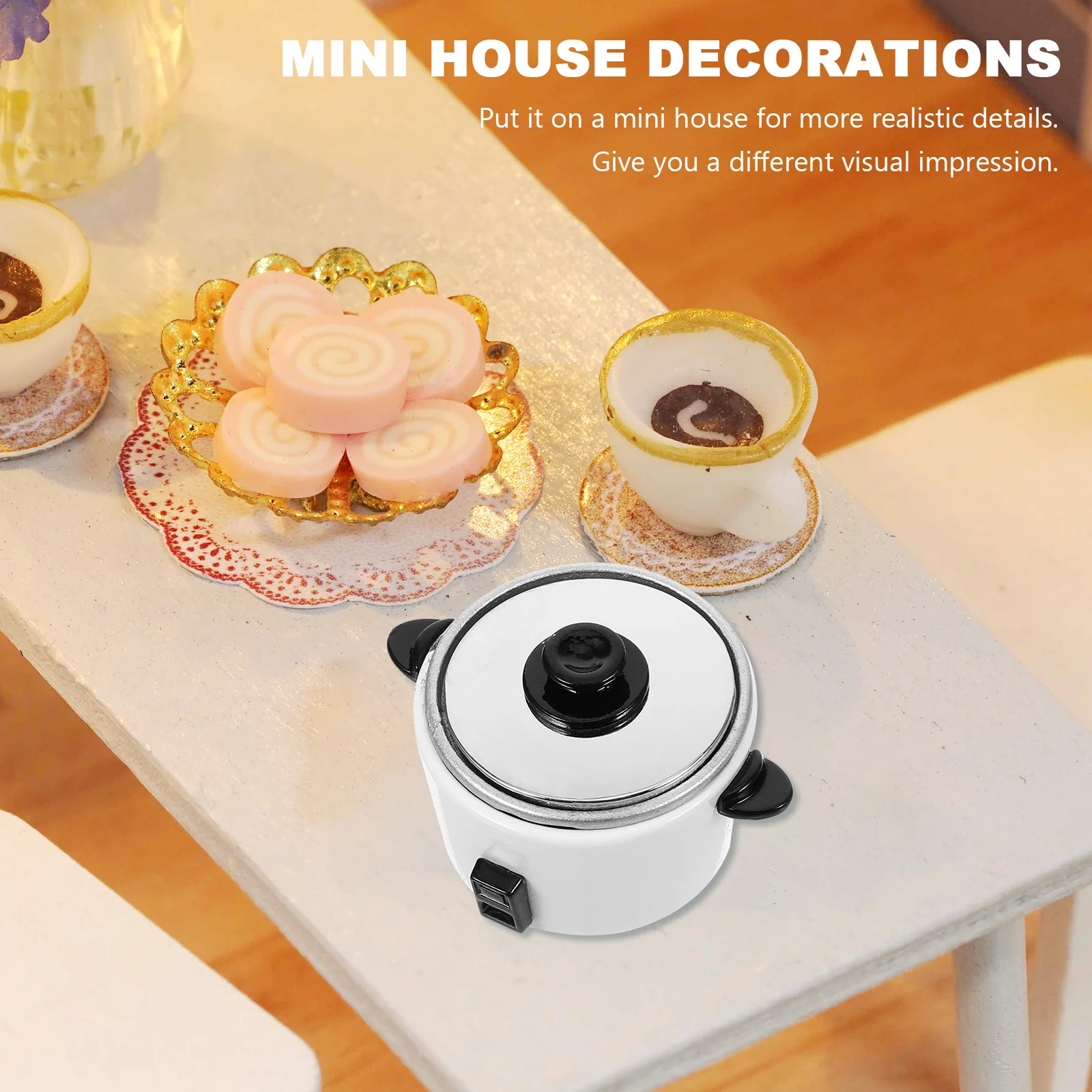 1:12 Kitchen Simulation Rice Cooker 1 Pack Metal Material Realistic Details Dollhouse Decoration Mini House Prop Fine