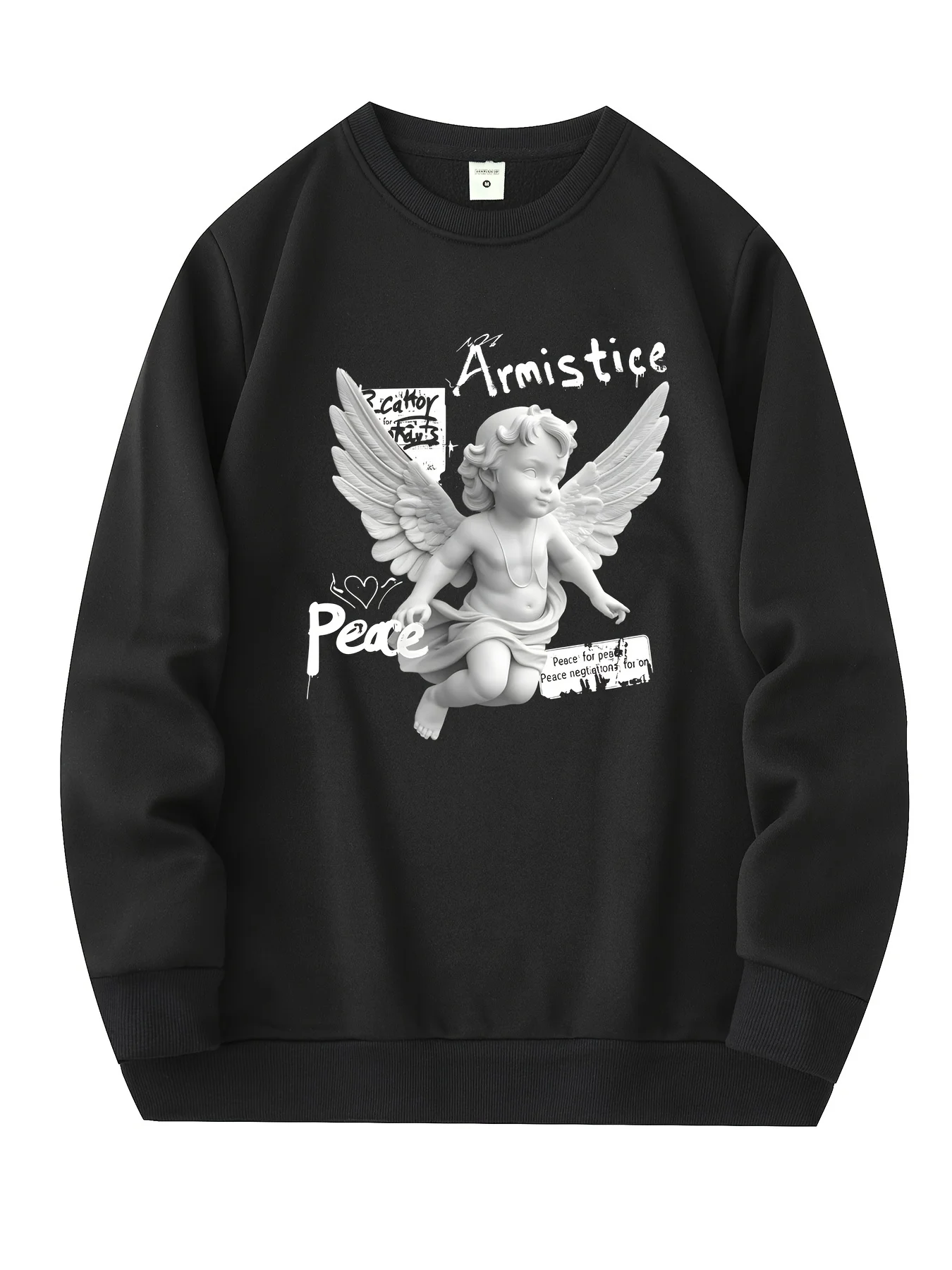 سترة صوفية عصرية للرجال من Angel Child - سترة صوفية بأكمام طويلة وطبعة حروف #1