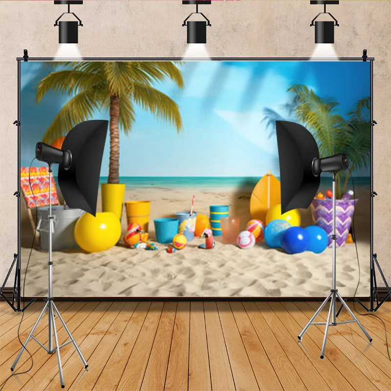 Summer Beach Digital Printed Photography Backdrops Tropical Holiday Children Baby Birthday Party Photo Studio Background RD-01